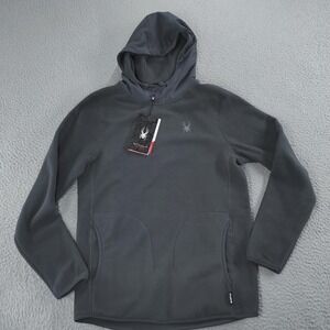 Spyder Active Hoodie Mens Small Gray Fleece Pullover Embroidered Logo SPM866A